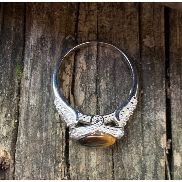 Artist Joseph Esposito Sterling Silver, Tigers Eye and CZ Ring - Picture 2 of 4